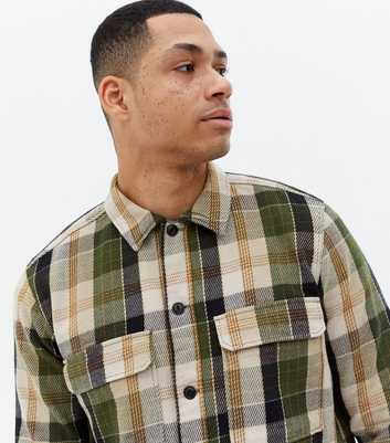 Only & Sons Khaki Check Long Sleeve Overshirt