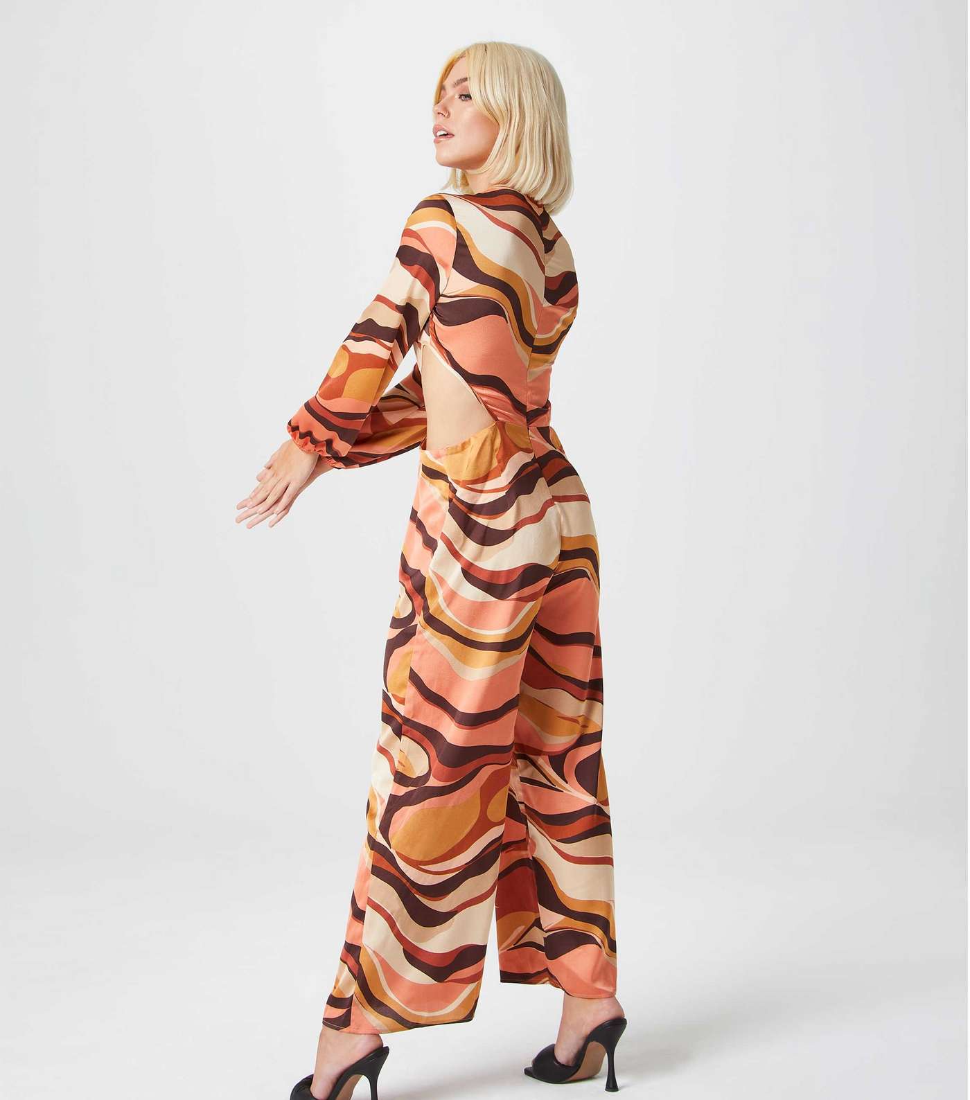 Urban Bliss Multicoloured Swirl Satin Cut Out Jumpsuit Image 2