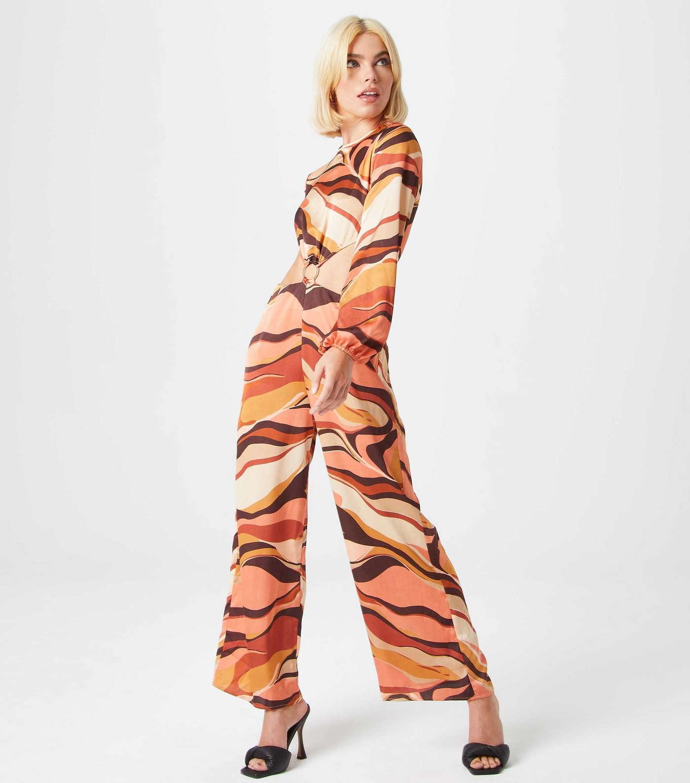 Urban Bliss Multicoloured Swirl Satin Cut Out Jumpsuit Image 4