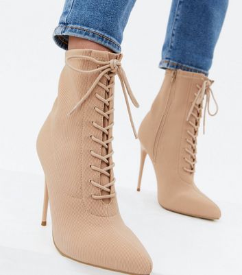 camel lace up ankle boots