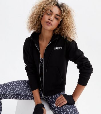 Click to view product details and reviews for 20 Reps Black Zip Logo Hoodie New Look.