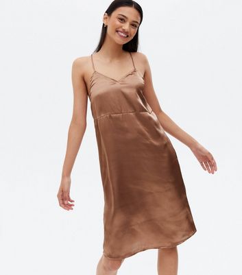 Vero Moda Light Brown Satin Cami Nightdress New Look