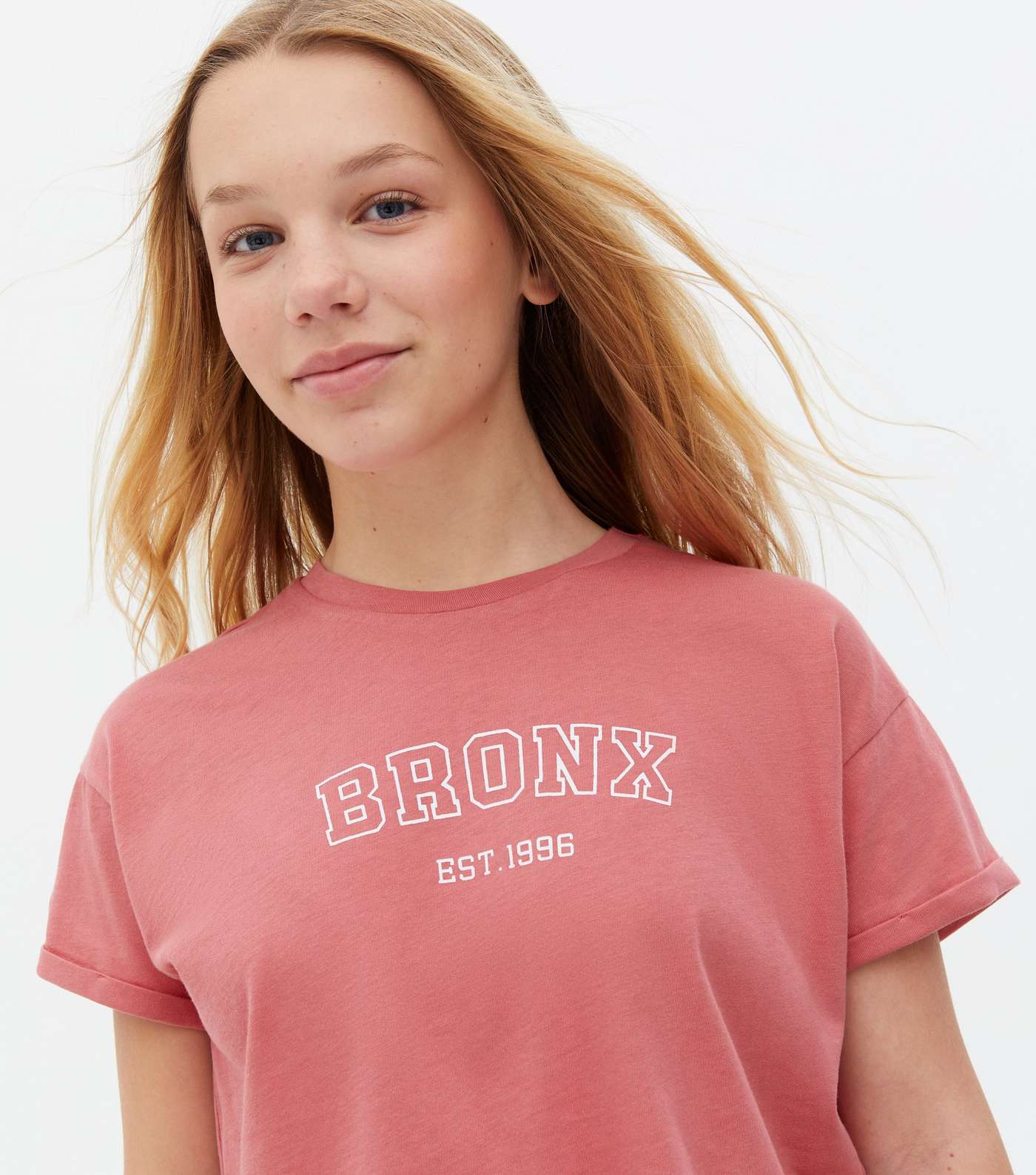 Girls Deep Pink Bronx Logo Crew Neck T-Shirt Image 3
