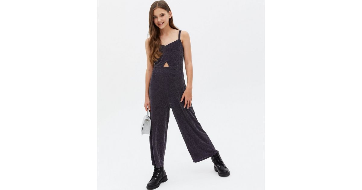 Girls Silver Glitter Cut Out Jumpsuit | New Look