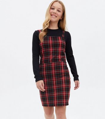 girls red pinafore dress