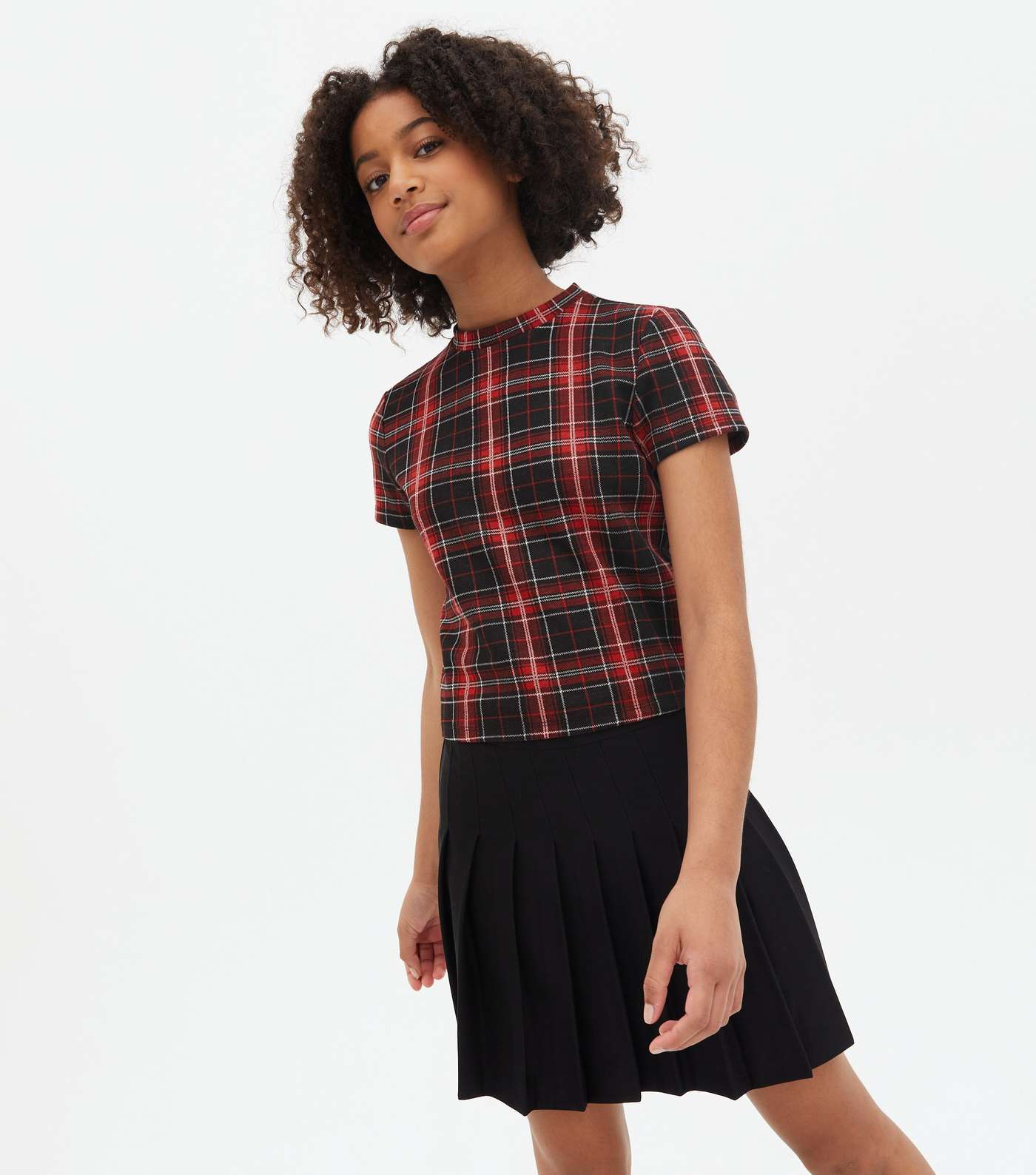 Girls Red Check Short Sleeve Top Image 2