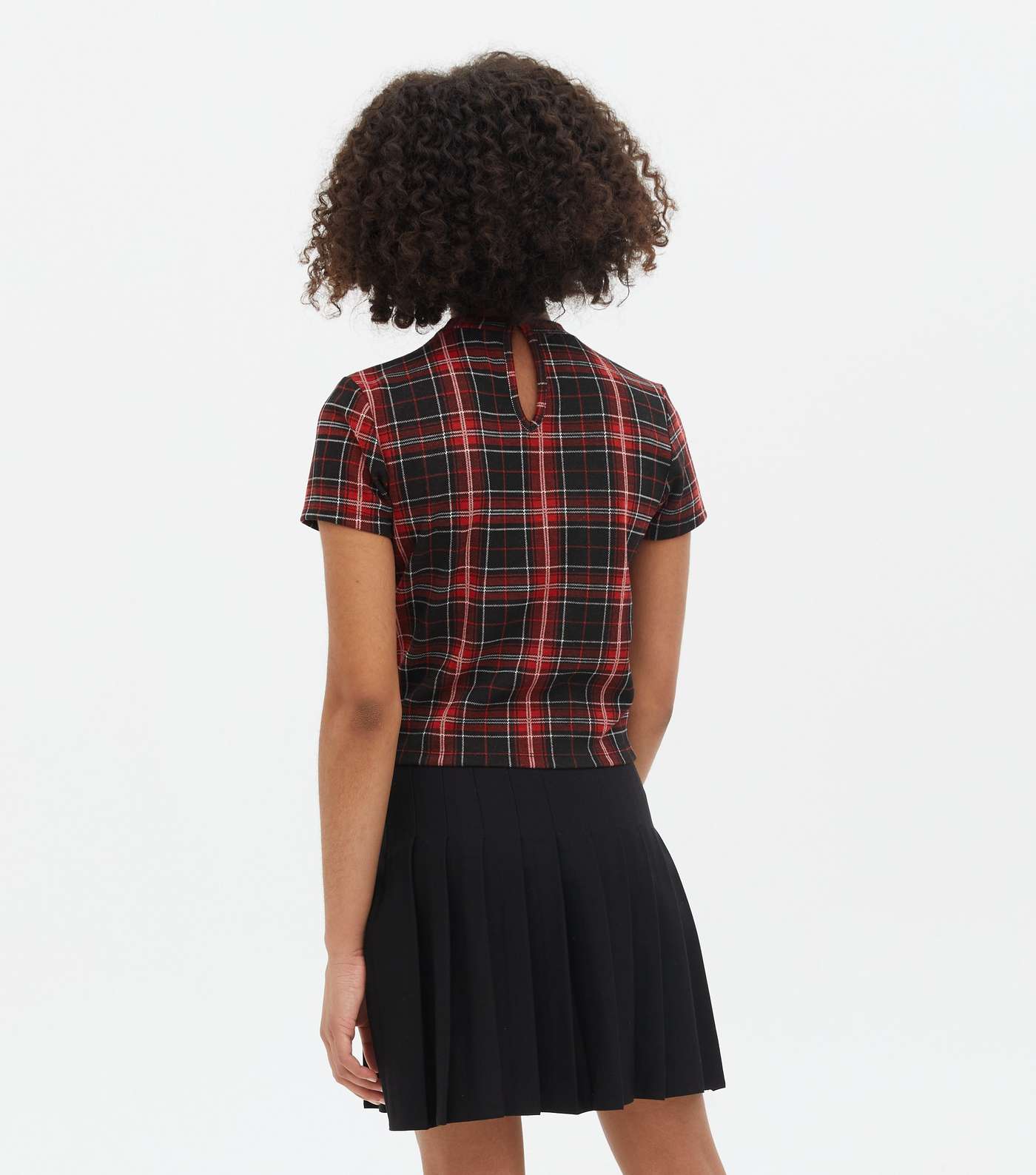 Girls Red Check Short Sleeve Top Image 4