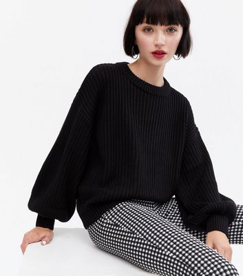 Black puff sleeve top jumper