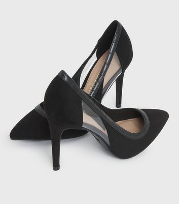 Black Suedette Cut Out Stiletto Heel 