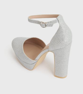 silver glitter platform shoes