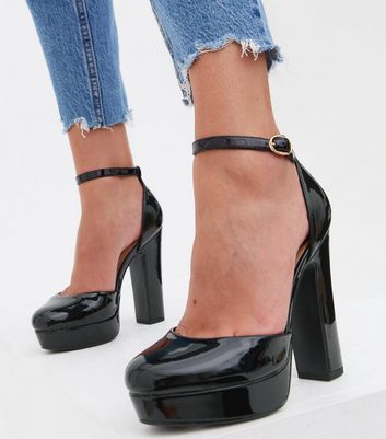 Black strappy court shoes online