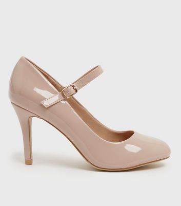 shop for Wide Fit Cream Patent Stiletto Heel Mary Jane Shoes New Look Vegan at Shopo