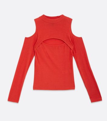 Click to view product details and reviews for Red Ribbed 2 In 1 Cold Shoulder Top New Look.