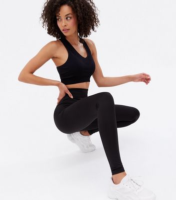 Tall Black Zip Back Sports Leggings 