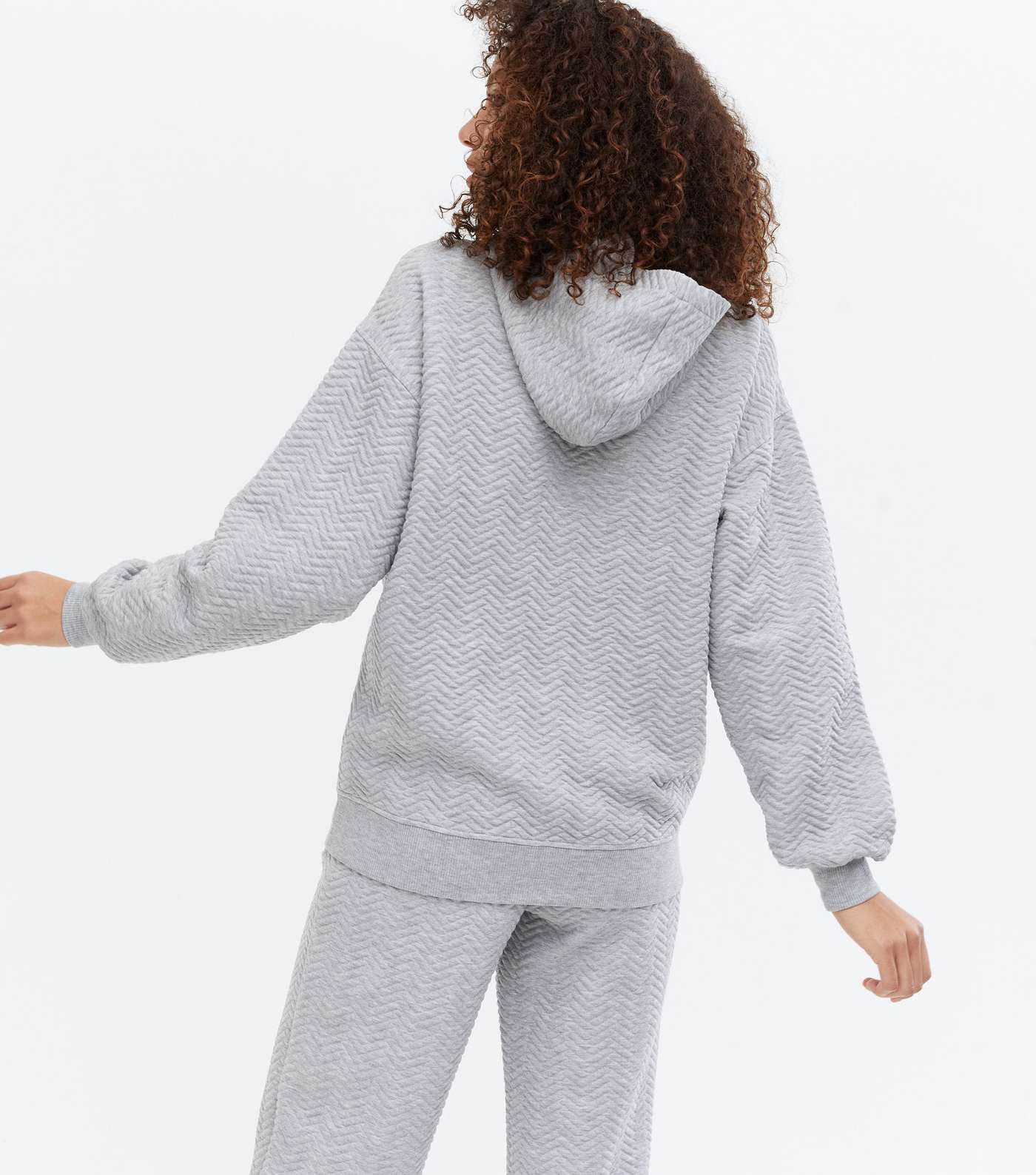 Pale Grey Quilted Pocket Front Hoodie Image 4