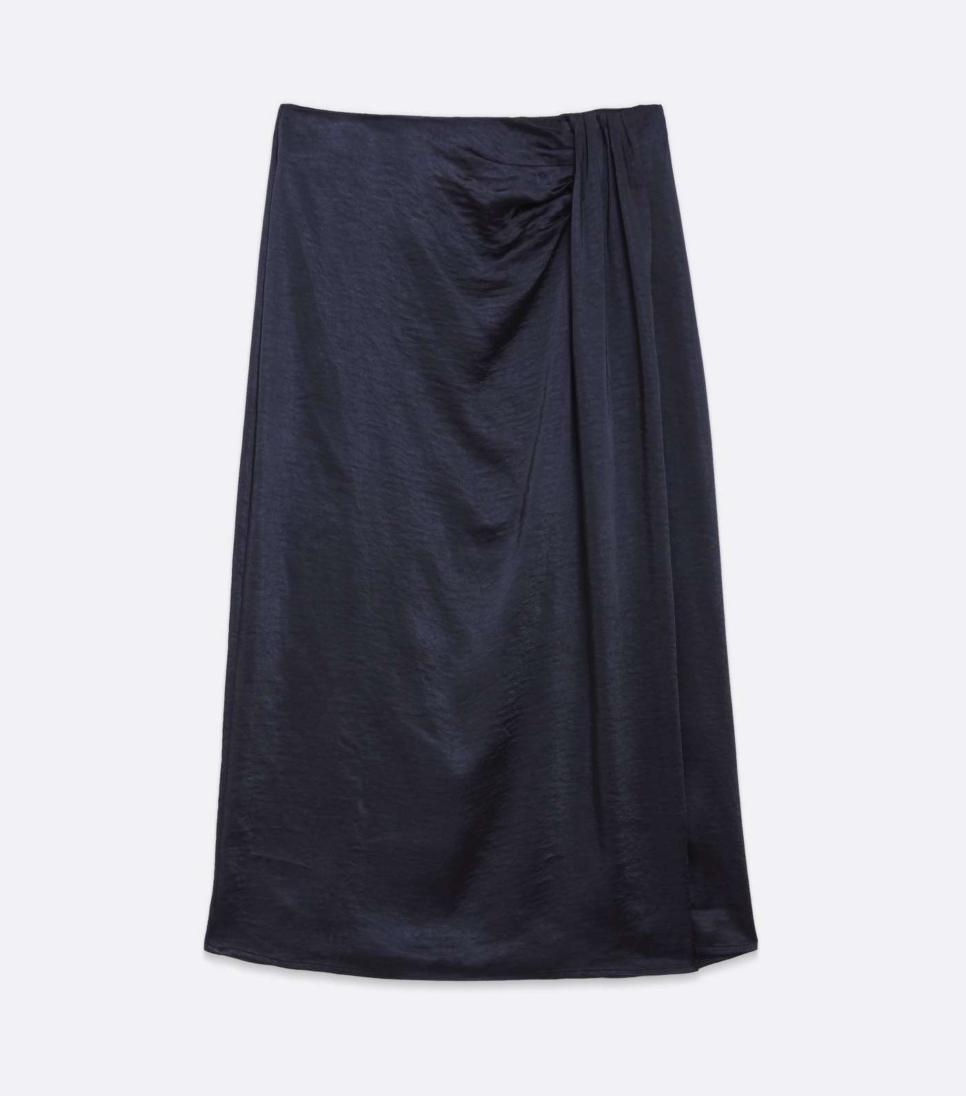 Blue Vanilla Navy Satin Pleated Midi Skirt Image 5