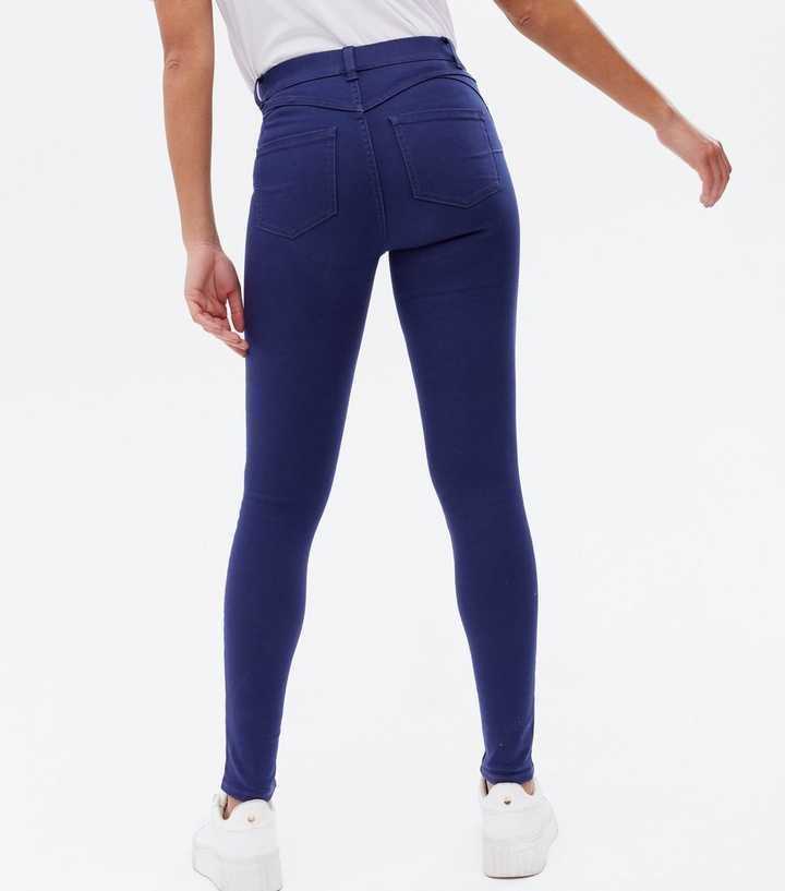 Navy Blue Color Solid Denim Mid Rise Jeggings at Rs 895.00
