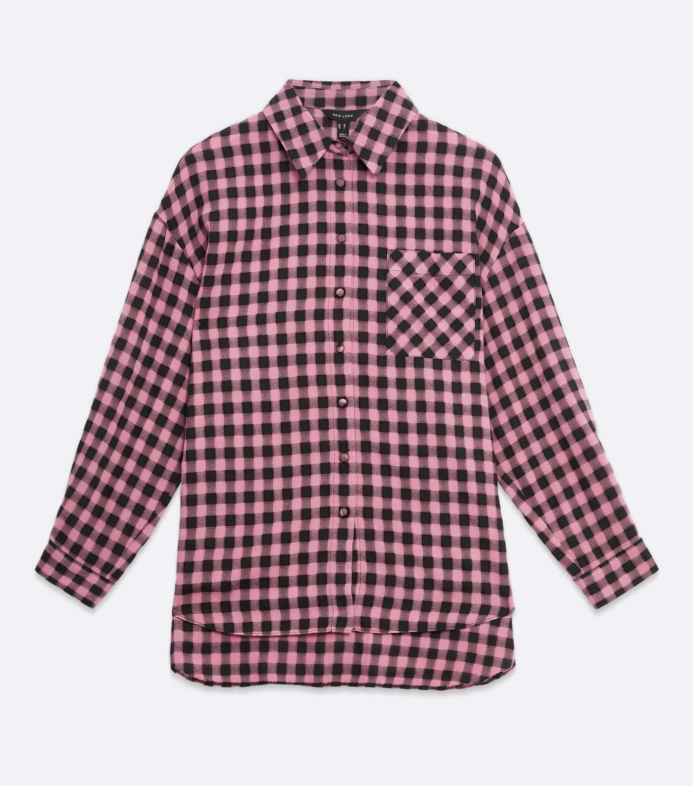 Pink Check Button Front Shirt Image 5