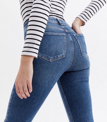 Click to view product details and reviews for Blue Ripped Knee High Waist Ashleigh Skinny Jeans New Look.
