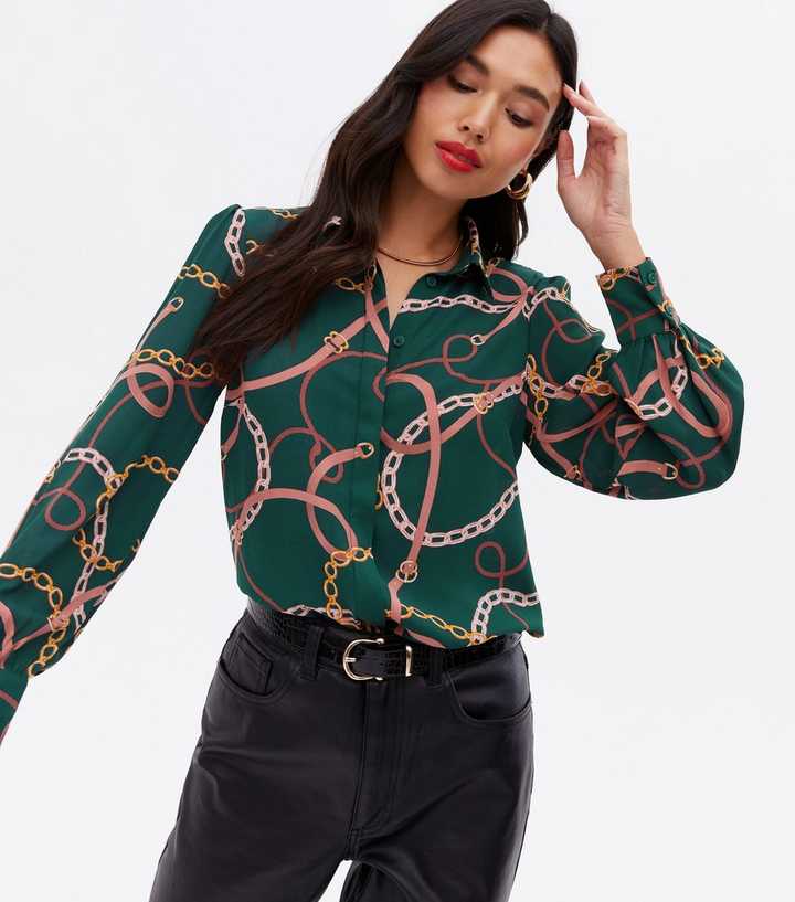 green chain print shirt