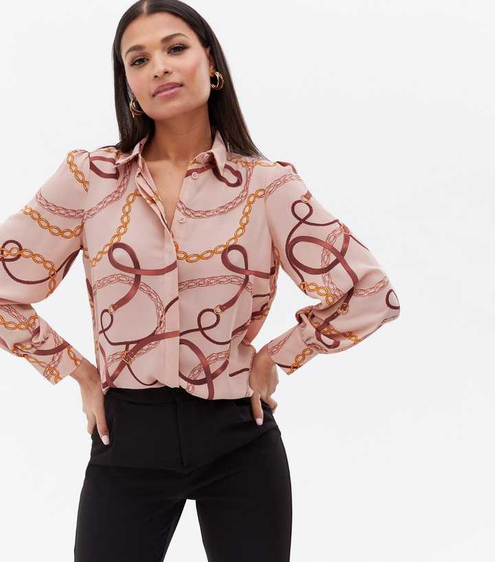 pink chain print blouse