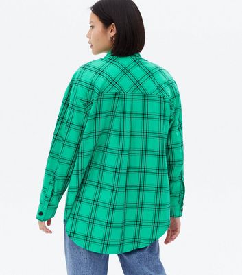 Damen Bekleidung Green Check Long Sleeve Overshirt