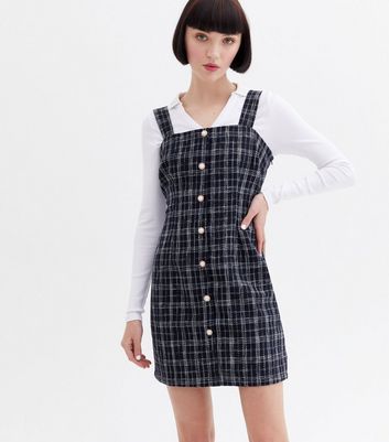 Check button hot sale pinafore dress