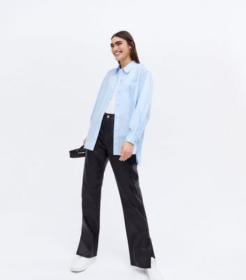 Pale Blue Long Puff Sleeve Shirt New Look