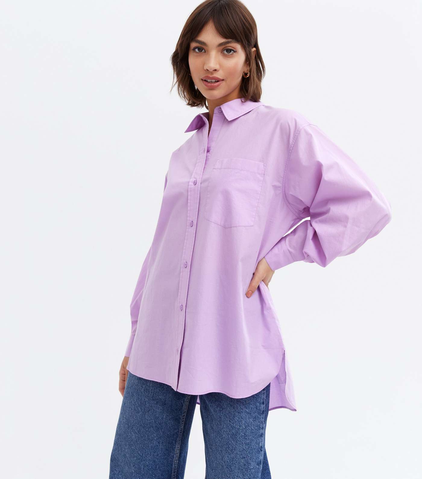 Lilac Long Puff Sleeve Shirt