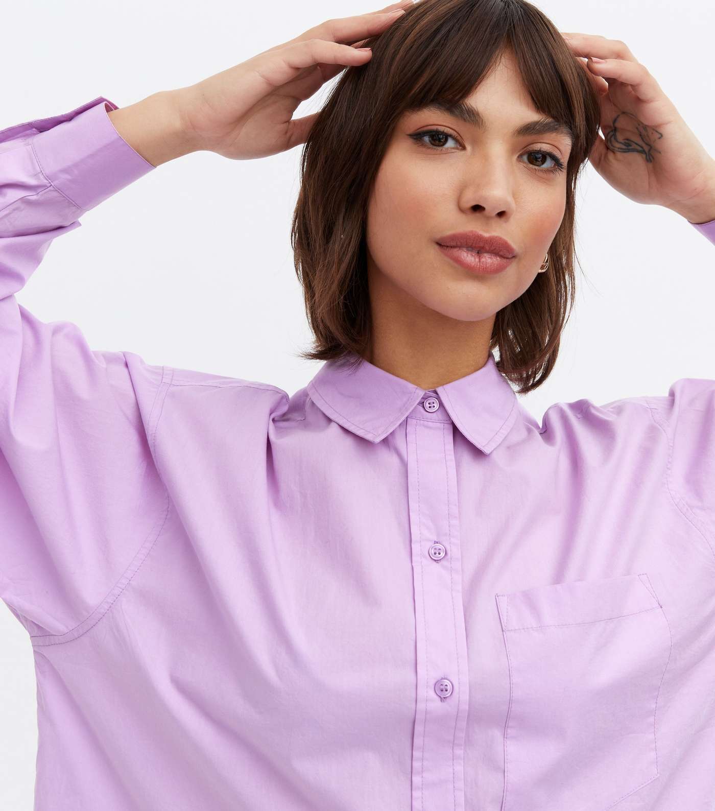 Lilac Long Puff Sleeve Shirt Image 3