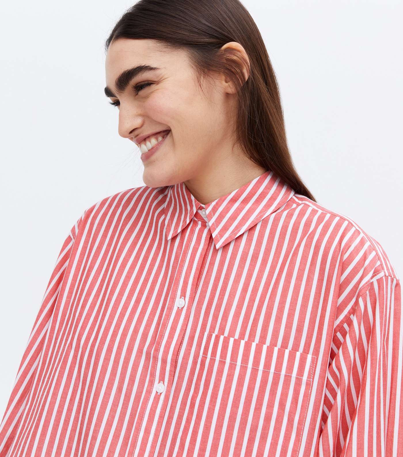Red Stripe Poplin Long Sleeve Shirt Image 3