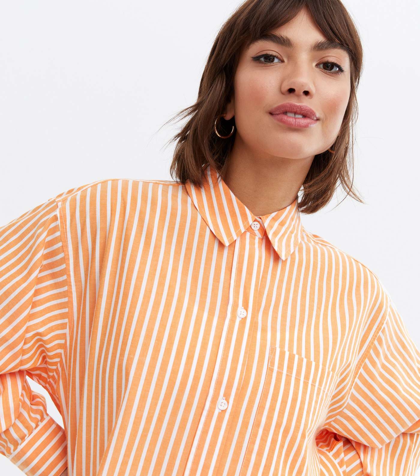 Orange Stripe Poplin Long Sleeve Shirt Image 3