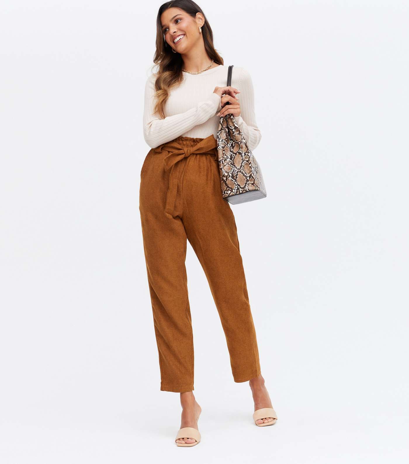 Blue Vanilla Tan Cord Belted Trousers
