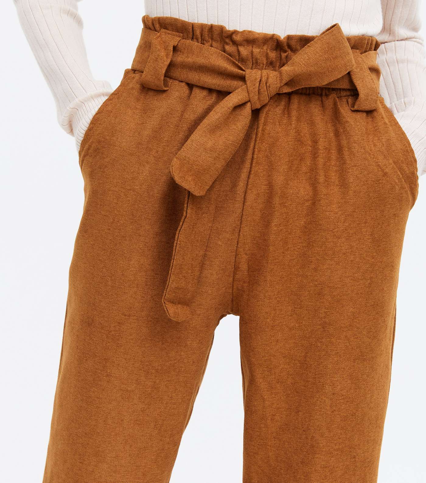 Blue Vanilla Tan Cord Belted Trousers Image 3