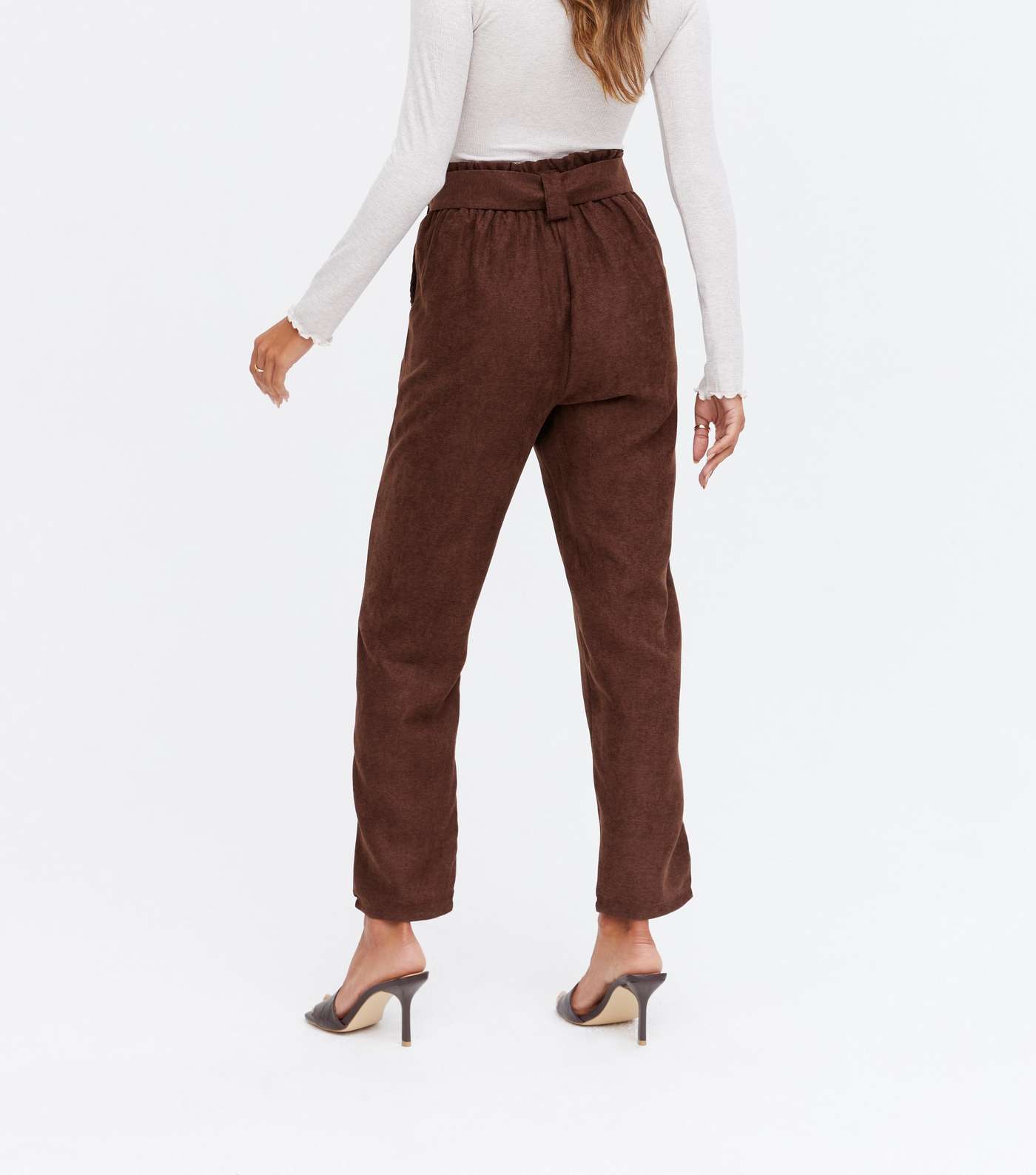 Blue Vanilla Dark Brown Cord Belted Trousers Image 4