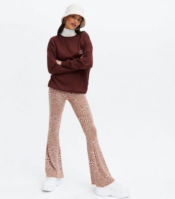 Brown Retro Check Flared Trousers | New 