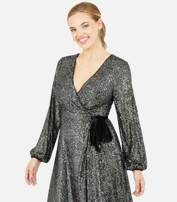 yumi black sequin dress