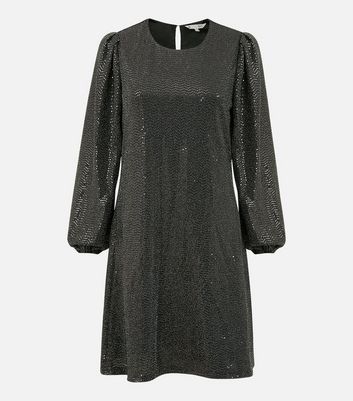 Yumi Black Sequin Long Sleeve Mini 