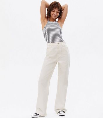White High Waist Adalae Wide Leg Jeans 