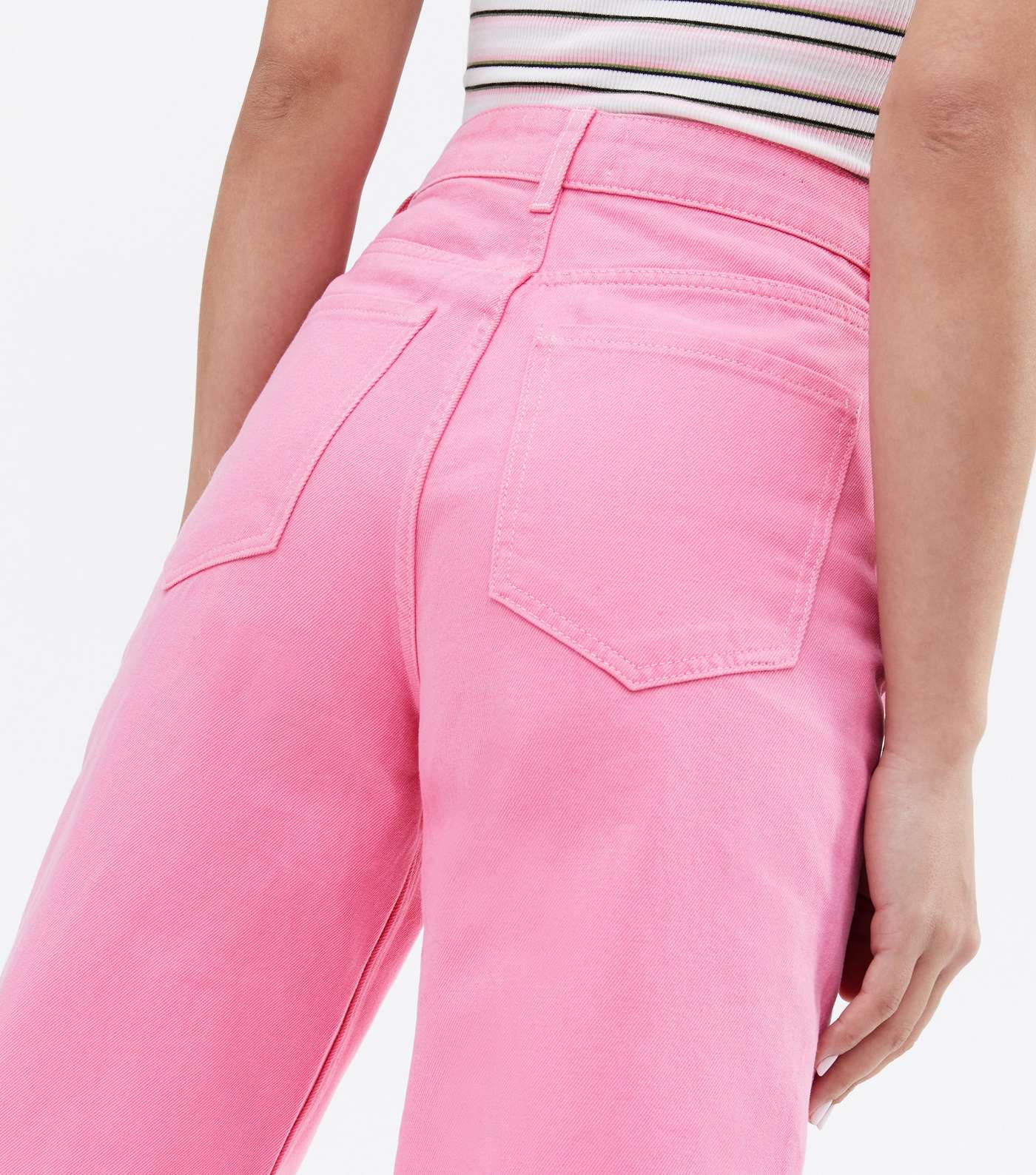 Bright Pink High Waist Adalae Wide Leg Jeans Image 3