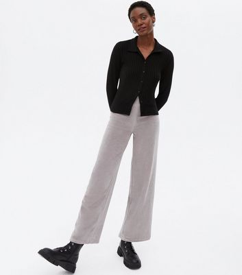 Grey Velvet Wide Leg Trousers  Femme Luxe UK 2023