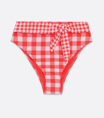 red gingham high waisted bikini