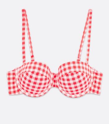 Click to view product details and reviews for Red Gingham Underwired Bikini Top New Look.