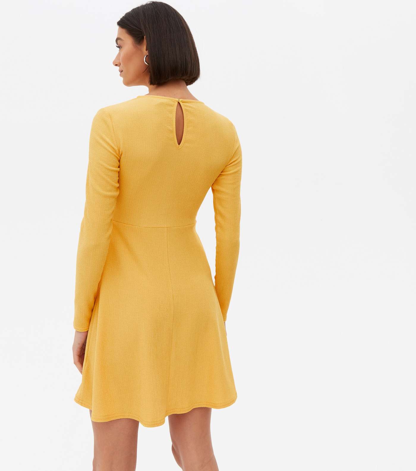 Mustard Crinkle Jersey Ruched Mini Dress Image 4