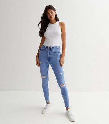 Bright Blue Ripped High Waist Hallie 