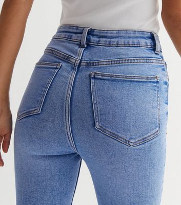 Bright Blue Ripped High Waist Hallie 