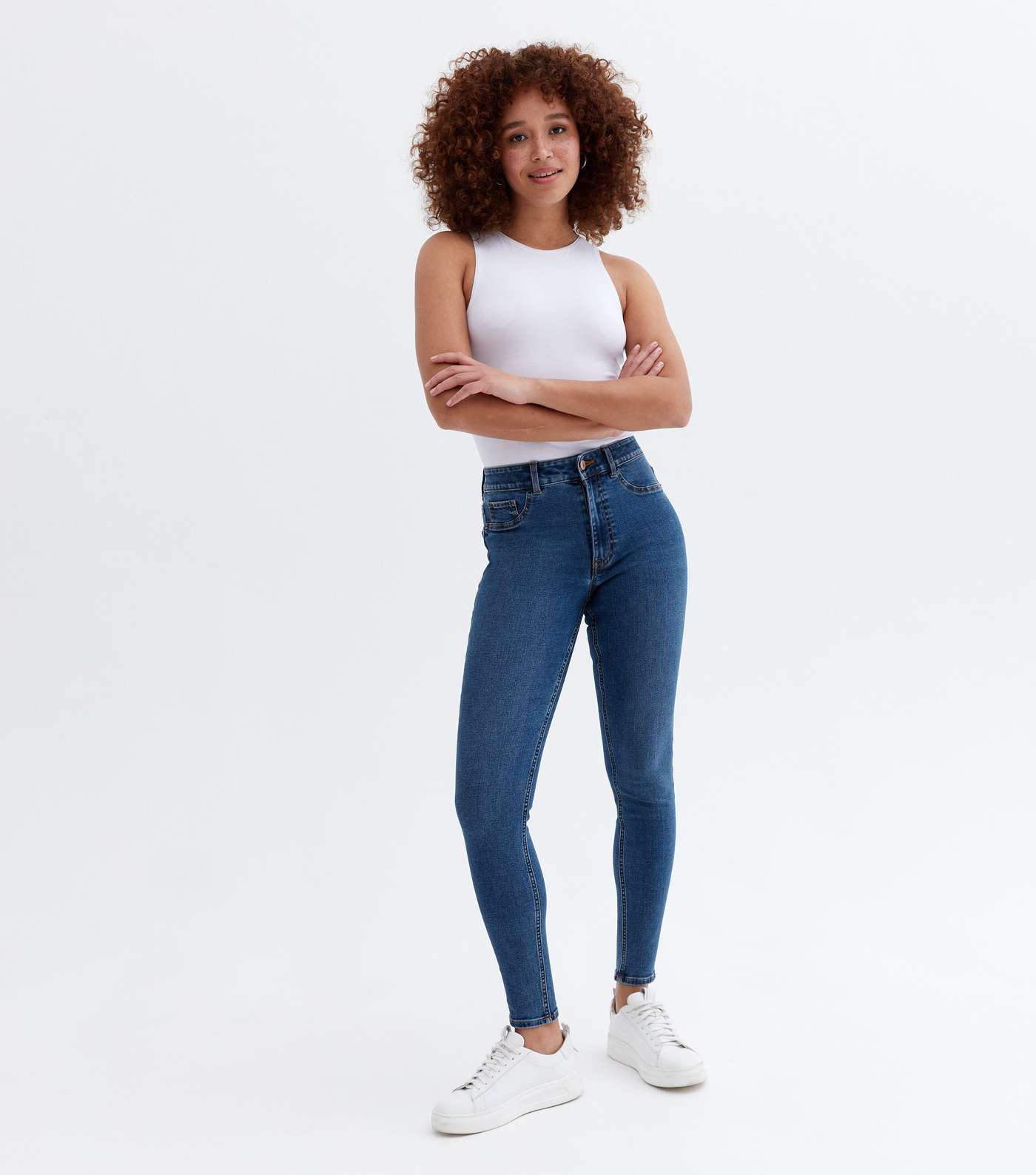 Blue High Waist Ashleigh Skinny Jeans Image 4