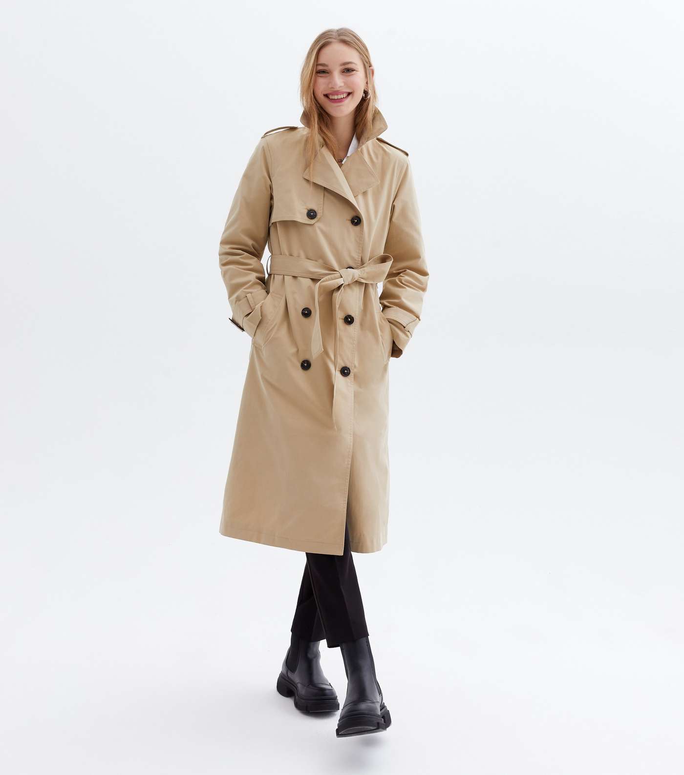 Stone Puff Sleeve Belted Trench Coat Image 2
