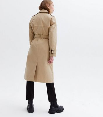 Stone Puff Sleeve Belted Trench Coat | New Look