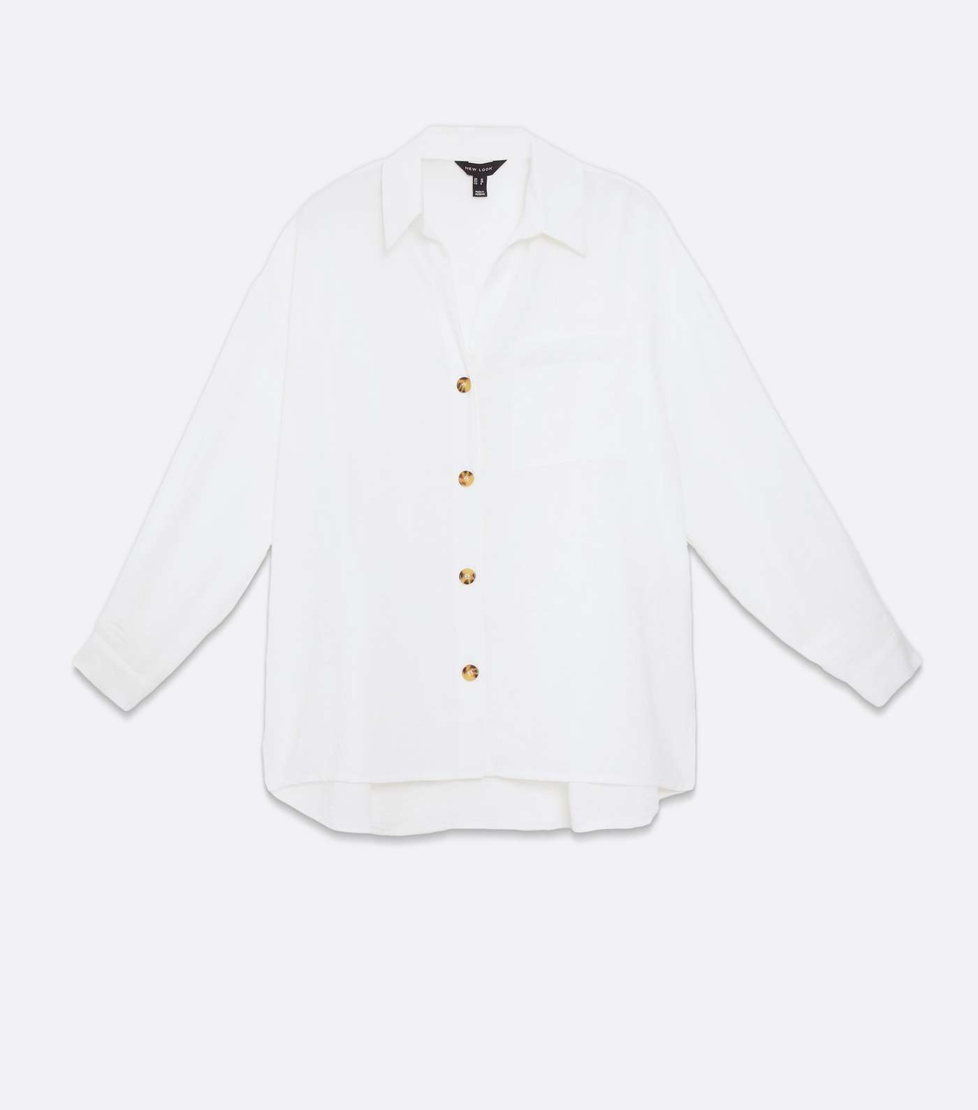 Off White Pocket Front Long Sleeve Oversized Shirt Image 5